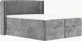 Letto boxspring in ciniglia fatto a mano con contenitore Passion, H4