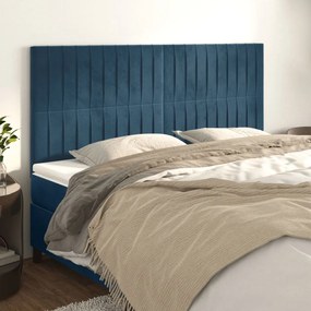 Testiera 4 Pz Blu Scuro 80x5x78/88 Cm İn Velluto /