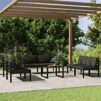 Set Divani da Giardino 7 pz con Cuscini in Alluminio Antracite 3107803