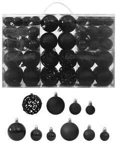 Set Palline di Natale 100 pz 3/4/6 cm, Nero