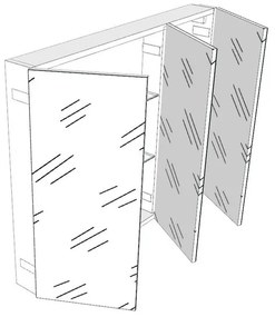 Pensile bagno Easy colore su ordinazione, 3 ante apertura da sinistra P 20 x L 95 x H 75 cm