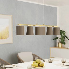 Lampadario A Sospensione Moderno Almeida 2 Acciaio Ottone Cappuccino 5 Luci E14