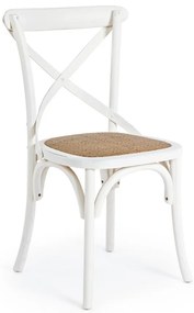 Set di 2 sedie CROSS in legno di olmo bianco e rattan naturale