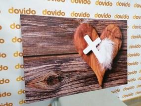 Stampa su tela – Croce su sfondo di legno