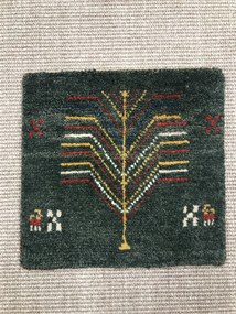 Gabbeh Tappeto 40x40 Verde (Iran) Annodato A Mano