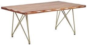 Tavolino legno d'acacia naturale e oro 118 x 70 cm RALEY Beliani