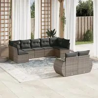 Set Divano da Giardino 9 pz con Cuscini Grigio in Polyrattan 3254157