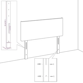 Testiera nera 80x5x78/88 cm in velluto