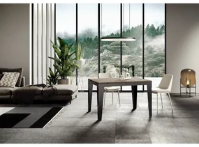 Tavolo Flame Evolution piano Noce 90x160 Allungato 264 telaio Antracite