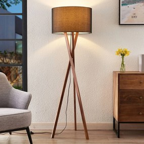 Lampada da terra Auriane Lucande, Nero, Soggiorno / Sala da pranzo, Tessuto / Stoffa / Seta, Scandinavo, Lampada da terra