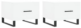 Tavolini da salotto 2 pz bianchi 50x50x40 cm legno multistrato