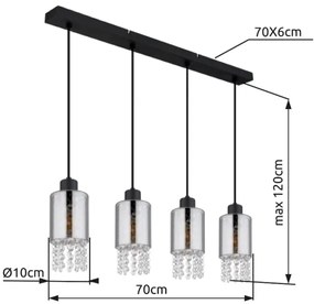 Globo 15799-4H - Lampadario a sospensione con filo BACKEY 4xE27/40W/230V nero