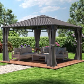 TOOLPORT Gazebo da giardino Hardtop Sunset Superior, loft grigio, 4x4 m - (300195)