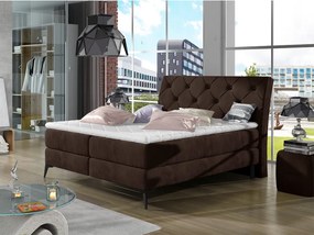 Letto matrimoniale boxspring Coimbra - 160 x 200 cm , Tessuto marrone