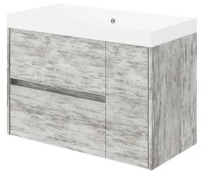 Mobile sottolavabo e lavabo Portofino grigio antico in mdf L 80 cm, 1 anta 2 cassetti