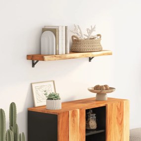 Mensola A Muro 70x30x3,8cm Rettangolare Legno Acacia Bordi Vivi /