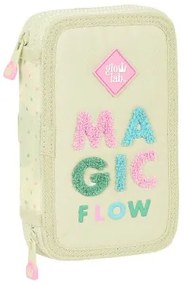 Astuccio per la Scuola con Accessori Glow Lab Magic flow Beige 12.5 x 19.5 x 4 cm (28 Pezzi)