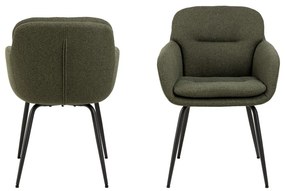 Sedia da pranzo color kaki in imbottito con braccioli Dora – Actona