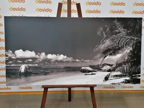 Quadro su tela – Spiaggia Anse Source in bianco e nero