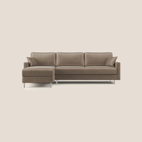 Andromeda divano letto angolare in velluto morbido impermeabile T01 marrone