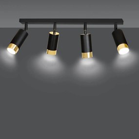 Lampada da Soffitto in Acciaio HIRO 4 Nero Cromo/Oro 4xGU10