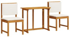 Set bistro giardino 3 pezzi con cuscini in legno massello di acacia