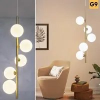 Lampadario bronzo sospensione 5 luci G9 LED pendente paralume vetro luce cucina soggiorno ristorante sala camera letto 230V