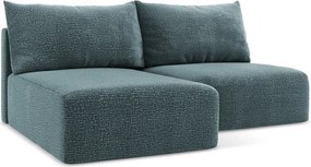 Divano angolare turchese allungabile/con contenitore (con penisola a sinistra) Kalena – Makamii