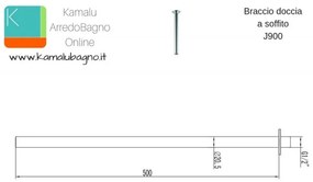 Kamalu - braccio doccia a soffitto 50cm modello j-900