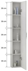 Pensile bagno sospeso H 150 cm grigio calce con 5 ripiani interni Moon