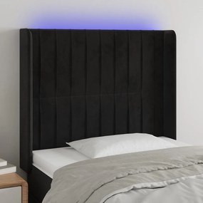 Testiera A Led Nero 93x16x118/128 Cm İn Velluto /