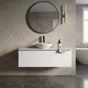 Mobile da bagno sospeso sotto lavabo Pixel 1 cassetto con maniglia alluminio brillante L 120 x H 40 x P 45.5 cm bianco laccato opaco