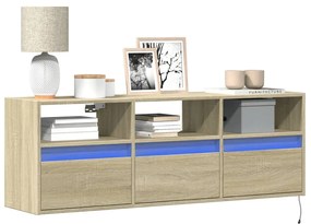 Mobile Tv A Parete Con Luci Led Rovere Sonoma 130x31x45 Cm /