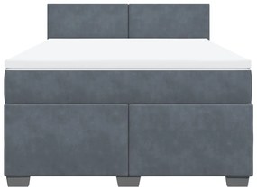 Giroletto a molle con materasso grigio scuro 140x200 cm velluto