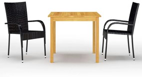 Set Mobili Da Pranzo Per Giardino 3 Pz Nero /