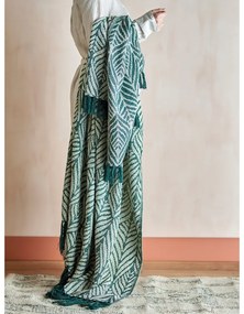 Coperta verde e beige in cotone riciclato 130x160 cm Ugento – Bloomingville