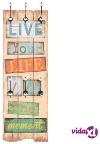 vidaXL Appendiabiti da Parete con 6 Ganci LIVE LIFE 120x40 cm