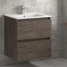 Mobile bagno sospeso 60 cm con lavabo integrato e 2 cassetti TOD-60L - KAMALU