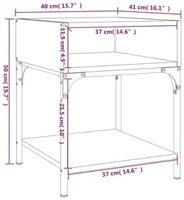 Comodini 2 pz Rovere Fumo 40x41x50 cm in Legno Multistrato