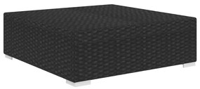 Poggiapiedi modulare 1 pz con cuscino in polyrattan nero