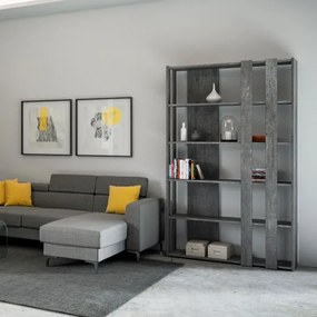 Libreria con 6 ripiani in legno Cemento 120x204h cm - KATO B SMALL