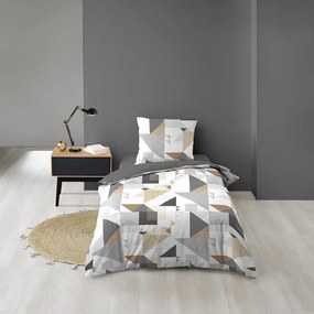 Biancheria da letto bianca/grigia in microfibra per letto singolo 140x200 cm Trigone – douceur d'intérieur