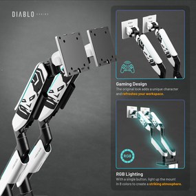 Supporto Doppio per Monitor da 49 Pollici Bianco e Nero X-Arm Dual RGB