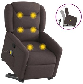 Poltrona Alzapersona Massaggi Reclinabile Marrone Scuro Tessuto /