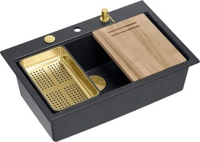 Lavello in granito MARC  110 WORKSTATION Black Metallic