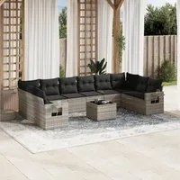 Set Divani da Giardino 11 pz con Cuscini in Polyrattan Grigio 3253019