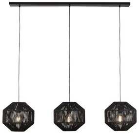 Lampada a sospensione wicker 3lt - metallo nero opaco e paralume in...