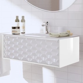 Mobile sottolavabo e lavabo Neo per vasca centrale bianco 3d L 90 x H 32 x P 48 cm