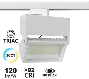 Faro Rettangolare 40W Dimmerabile Triac Binario Trifase 100° CCT Colore Bianco Variabile CCT
