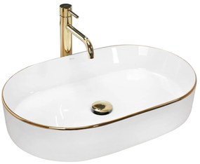 Lavabo da appoggio in ceramica Rea Nadia White Gold Edge